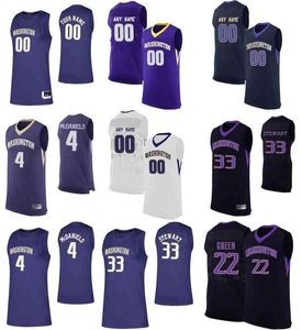 Rzadki Waszyngton Jersey Barnard Jerseys Huskies Jersey Raequan Battle 21 Jamal Bey 5 J'raan Brooks 35 College Koszykówka nosi niestandardowe szyte