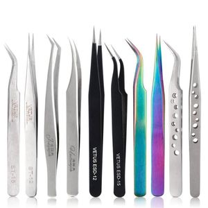 Wholesale stainless steel magnetic resale online - False Eyelashes Tweezers Straight Curved Pick Up Stainless Steel Tweezer Volume Lashes Non magnetic Lash Extension Supplies T2738