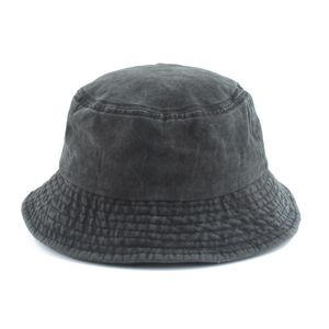Basker tvättade bomull svart hink hatt män panama sommar denim boonie uv solskydd vandring fiske bob chapeau