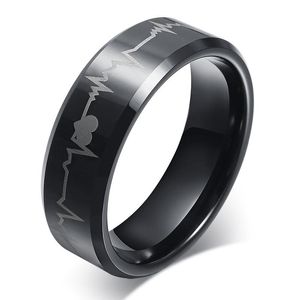 Wedding ringen sieraden wolfraam staal ecg paar ring gold love heartbeat paar