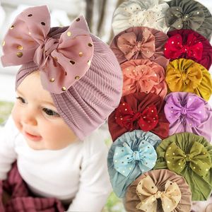 Прекрасная блестящая детская шляпа Bowknot милый твердый цвет младенцы девочки мальчики шляпа Turban мягкие новорожденные детские шапки швабры головы