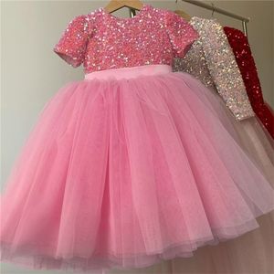 Tjejer bröllopsklänning för barn 3-8 år sequin spets tulle prinsessa tutu barn elegant fest kväll formell kommunion prom klänning 220422