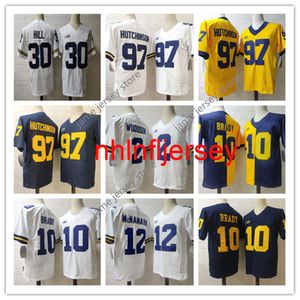 Herren 2022 Playoff College Michigan Wolverines Fußballtrikot 10 Tom Brady 2 Woodson 5 Sainristil 97 Hutchinson 12 McNamara 30 Hill 3 Rashan