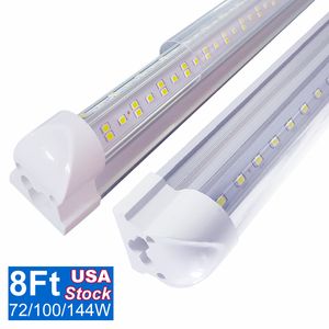 V Forme T8 LED TUBE LIGHT 8FT 2FT 4FT 5FT 6 футов 8 футов 144 Вт Двухрядные трубки Lights AC85-277V Shop Light Высокоэффективный флуоресцентный бар Лампы лампы Omled