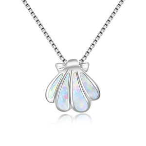 Vit Opal Sunrise Shell Pendant Sterling Silver Kvinnors halsband för gåva