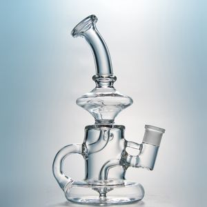 Glass Bongs Klein Tornado Recycler Hookahs 7" Tall 5mm Water Pipes Oil Dab Rigs 14mm Female Joint With Bowl