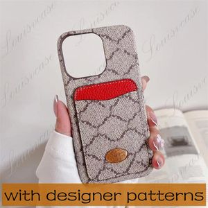 Luksusowe designerskie obudowy telefonu komórkowego z kieszenią na karty na iPhone 15PROMAX 15PRO 15 14 14PROMAX 13PRO 13 12PRO 12 11PROMAX Case Skórzowe litery dla Samsung S23 S22Ultra