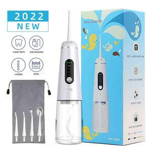 350 ml Munddusche Dental Wasser Jet Flosser USB wiederaufladbare tragbare Gewinde für Zahnaufhellung 4 Modi Zahnseide 220513