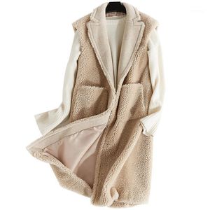 Women's Wool & Blends 2022 Sheep Shearing Leather And Fur Overcoat Woman Vest Long Fund Self-cultivation Loose Coat