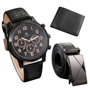 Belts Men's Watch Wallet Belt Set Male's Gift For Father's Day Birthday 3pcs/set Casual Quartz Dad Boyfriend NYZ ShopBelts
