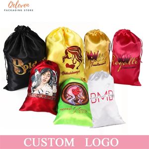 Custom Wig Large Size Virign Packing Extension Packaging Satin Silk Hair Bag 220706