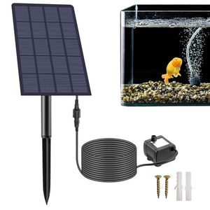 Garden Decorations Aquarium Air Pump Oxygenator 2.5W Solar Oxygen Fountain Battery With Hoses And Bubble Stones 3 Working Modes PondGarden G