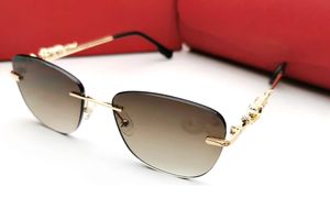 Luxo Designer de marca de luxo Óculos de sol Mulher masculina Pantera de pantera de sol oval para lente redonda lente sem aro Cutts leopard sun copos vintage dirigindo óculos tons gafas de sol