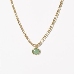 Hänge halsband grön sten runda halsband naturliga stenar enkla guldpläterade figaro kedjor för kvinnor rostfritt stål juvelrypendant