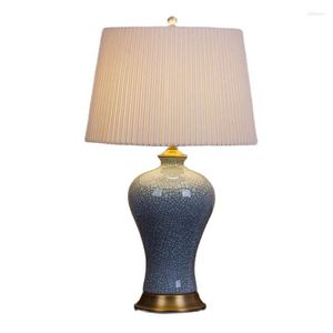 Table Lamps Classical Chinese Ceramic Blue Ice Cracked Lamp Wedding Home Decor Living Room Porcelain Desk Light H 62cm 1626Table