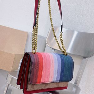 HH Top Klare Multicolor small Canvas shoulder bags Women Rainbow Denim Bags Chain Crossbody Bag Luxury Messenger Handbags Sacoche Wallet Tote Purse 21x15cm Coac