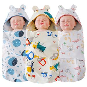 Filtar Svadlande sommar baby sovsäckar med öron höstfödd kuvert kokong wrap swaddle mjuk sängkläder bomull spädbarn sömn filt 0