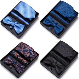 Bow Ties Design Wholesale Vangise Brand Tie Pocket Squares Set Necktie Box Men Solid Green Fit WeddingBow