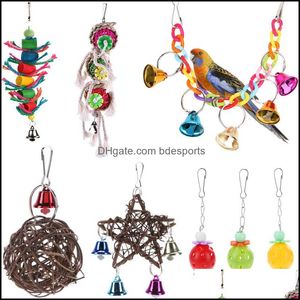 Rattan Ball Pet Parrot Bird Toys Chewing Climbing Swing For Parrots Cage Stairs Windchimes Funny Bell Lovely Play Drop Delivery 2021 Other S