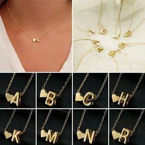 Fashion creative love 26 English letters simple necklace wild peach heart short clavicle chain