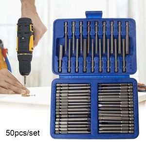 Hand Tools 50pcs Replacement Tool Alloy Steel Home Torx Star Hex Professional Hardware Security Slotted Screwdriver Bit Set Extra LongHand T