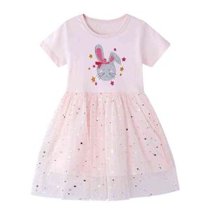Little Maven Summer Dress for New Year 2022 Baby Girl Rabbit Lovely Vestidos Cotton Morb e Comfort Casual Cash for Kids G220428
