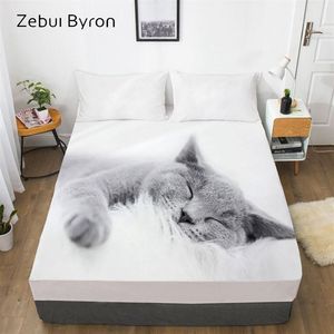 Hojas De Mascotas al por mayor-Hoja de lámina D ajustada con la cubierta del colchón personalizado de la reina elástica x200 Animal Pet Lazy Cat f