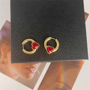2024New Love Gemstone Stud Temperament Exquisite Peach Heart Earrings French Light Luxury Fashion Trend Sweet All-Match smyckespresent