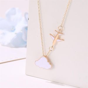 Pendant Necklaces Creative Cartoon Cloud Airplane Necklace Charming Women Gold Clavicle Chain Jewelry Fashion Cute Girl Accessories GiftPend