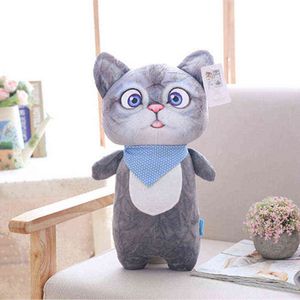 Cute Soft 3D Simulation Filled Cat Toy DoubleSide Seat Cuscino del divano Kawaii Peluche Animal Cat Dolls Toy Baby Girl Gifts J220729