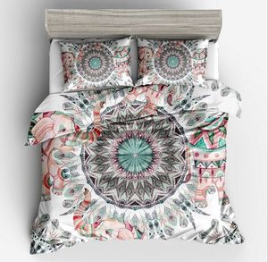 Fanaijia 3pcs Bohemian Bedding Set Queen Size Mandala Feather Print Davet Cover with Pillowcase Au King Bed Bedline Sheet 220813