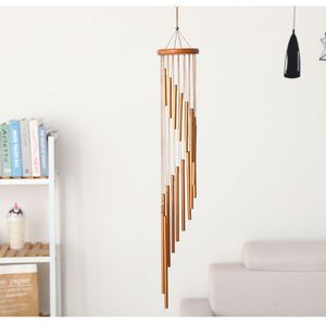 Fast ship Wind chime aluminum alloy gold tubes foldable rotating home hanging ornaments creative garden decoration craft gift pendant wind chimes decors