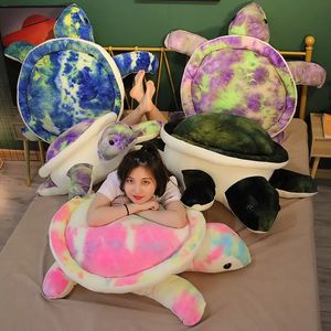 Dolgulu hayvanlar peluş yeni güzel 35cm sevimli renkli büyük deniz kaplumbağı doldurulmuş oyuncak atma yastık