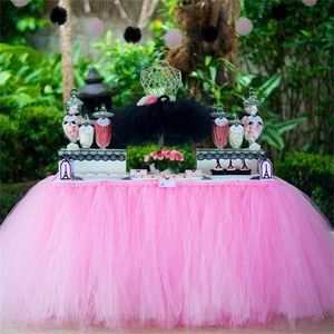 1pcs Table Skirt for Birthday Baby Shower Wedding Party Tulle Tutu Table Skirt Decorations Diy Craft for Home Party Decor 201007
