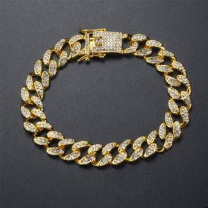 Wholesale gold plated cuban bracelet for sale - Group buy European and American hip hop Bracelet men s butterfly button hiphop Gold Plated Diamond Bracelet full diamond Cuba Bracelet R