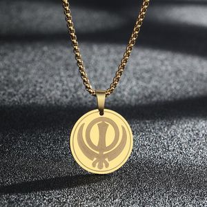 Anhänger Halsketten Edelstahl Trendy Sikhismus Sikh Khanda Halskette Vintage Religiöse Kette Schmuck Charm Choker Geschenk Frauen MännerAnhänger