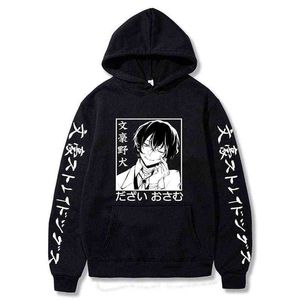 2021 Japon Anime Bungo Sokak Köpekleri Yazdır Hoodie Dazai Osamu Bahar Sonbahar Polar Sweatshirt Kadın/Erkek Harajuku Sakil Y220713