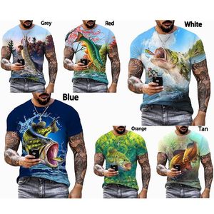Короткие Охотничьи Майки оптовых-Мужские футболки Мужские животные рыба охотничья футболка Harajuku Fashion D Print Футболки с короткими рукавами