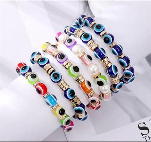 Evil Eye Armband Charm Turkish Lucky Blue Eyes Pärlor Strängar för kvinnor Män Par Lover Handgjorda mode Bangle Friendship SMyckesgåvor Pulseras Mujer