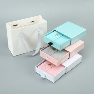 Jewelry Pouches Bags White Kraft Gift Pink Paper Drawer Box Small Snap Cotton Bag For Party Wedding Supplies Christmas Candy Packaging Rita2