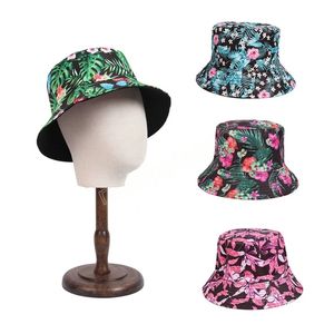 Summer Women Floral Print Harajuku Bucket Hat Fishing Outdoor Fisherman Hats Woman Bone Feminino Outdoor Beach Cap