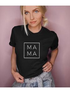 Mama Square Print Womens T-shirt Kvinnor Summer Mom Life Kort ärm Grafiska tees för Mother Female Harajuku Camisas Mujer