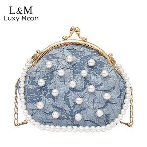 Borse da sera Pochette da festa a forma di conchiglia Borsa a tracolla lucida da donna Perline di perle Portafoglio da sera Borsa a catena Design di lusso da sposa X833h 220325