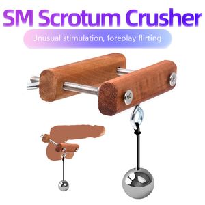 Wooden Scrotum Pendant Male Chastity Device Cock Ring BDSM sexy Toys for Men Weight Ball Stretcher SM Torture Crusher Labia Clamp