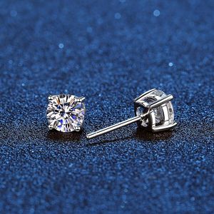 Stud Real Moissanite Earrings 14K White Gold Plated Sterling Silver 4 Prong Diamond Earring For Women Men Ear 1ct 2ct 4ctStudStudStud Kirs22 2HVF