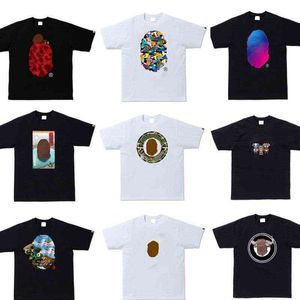 Camisas masculinas e femininas clássicas masculinas e femininas de design de luxo Macacos de tubarão Hip Hop verão respirável versáteis camisetas de tendência de rua