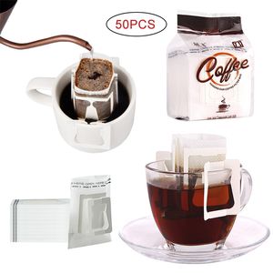 50Pcs Pack Disposable Coffee Fliter Bags Portable Hanging Ear Style Filters Eco-Friendly Paper Bag For Espresso 220517gx