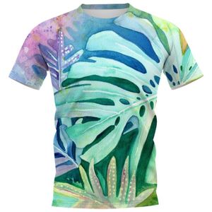 Erkek Tişörtler Moda Erkekler T-Shirt Hawaii Polinezya Tropikal Bitki Monstera Yapraklar Sanat Baskılı Tees Kısa Kollu Üstler Giyim