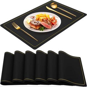 Placemats Waterproof PU Leather Dining Table Mats Heat Resistant Coasters Washable Place Mats for Easter Thanksgiving Christmas New Year Party