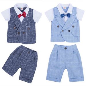 Ny toddler baby pojke bröllop formell kostym bowtie gentleman toppar + byxor outfit set 0-4y aa220316